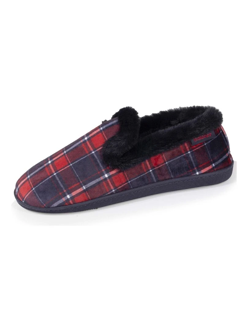 Chaussons charentaises fourrées Femme Tartan Gris
