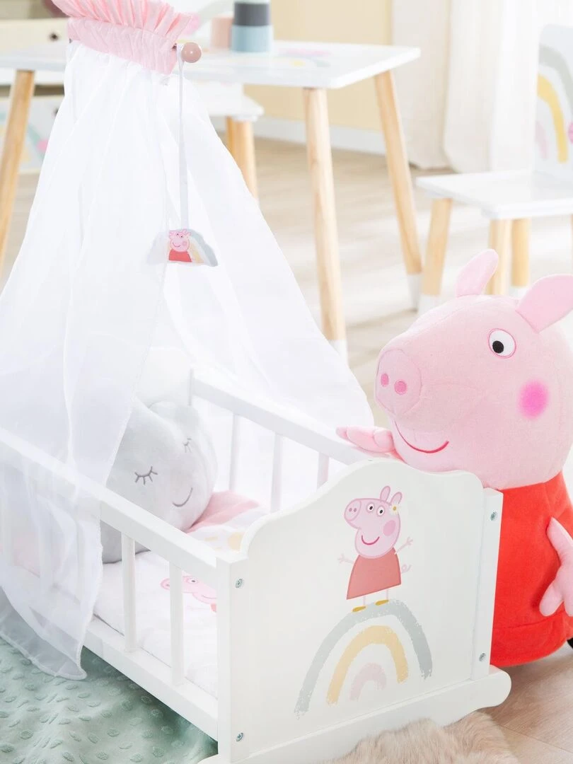 ROBA Berceau de Poupée 'Peppa Pig' en Bois   Linge de Lit Inclus   Motif Arc en ciel   N/A