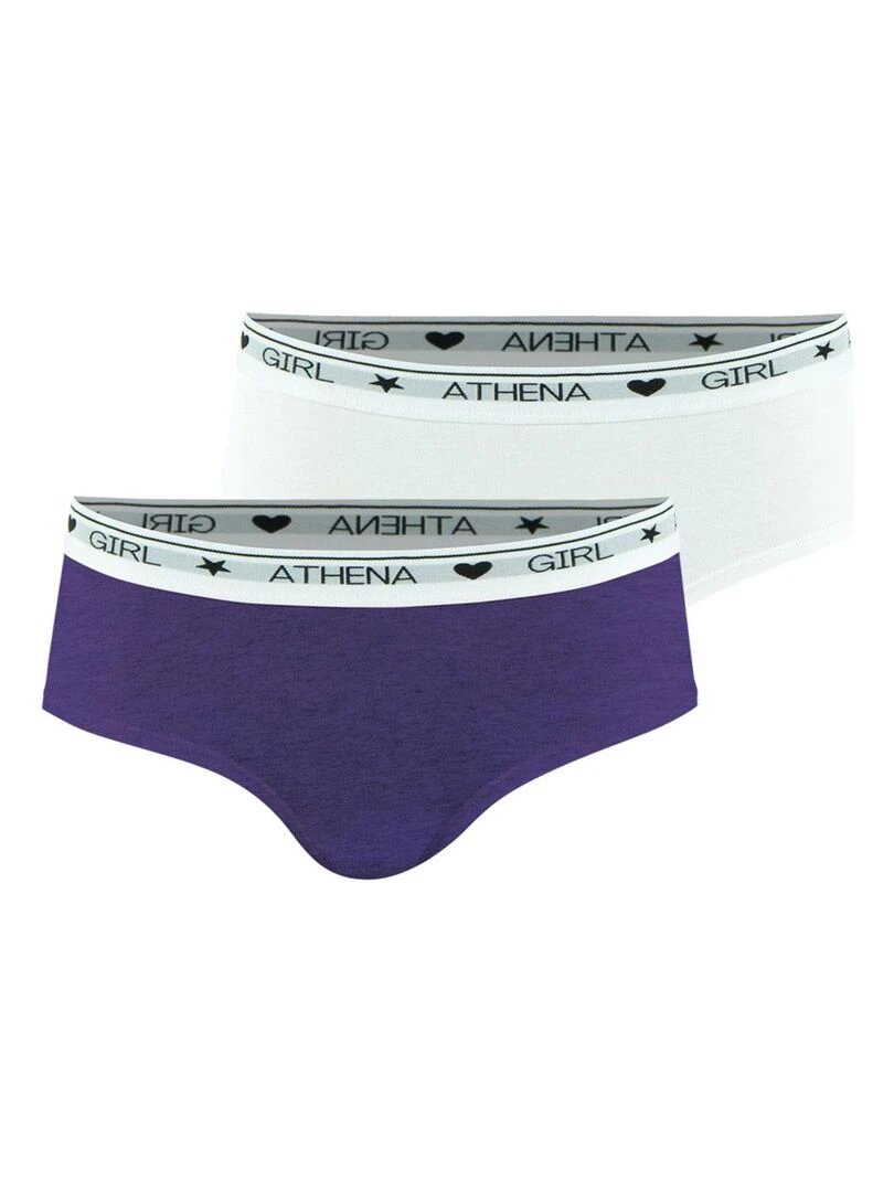 Lot de 2 boxers fille Coton Ultra Doux Fille Blanc Violet