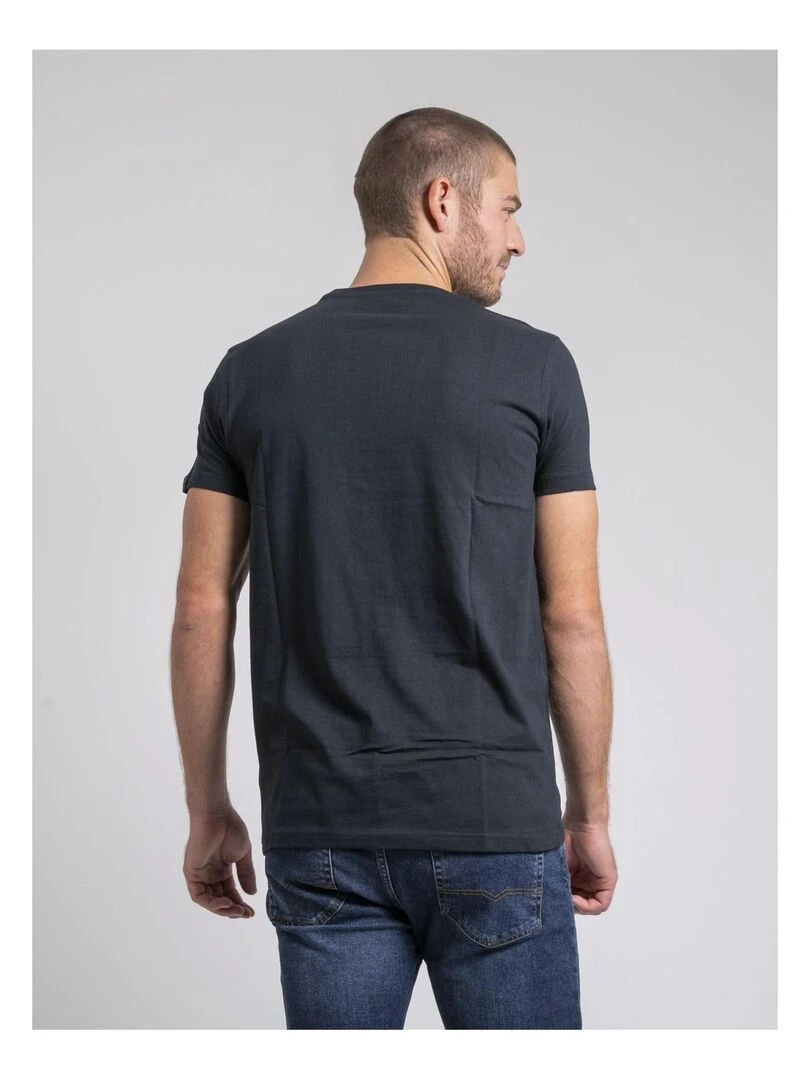 T shirt col rond pur coton JUSIX Bleu marine