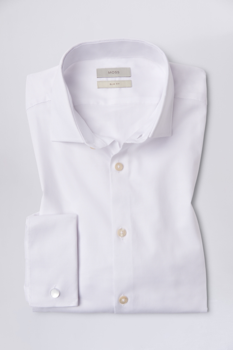 Slim Fit White Dobby Stretch Shirt   Buy Online at Moss