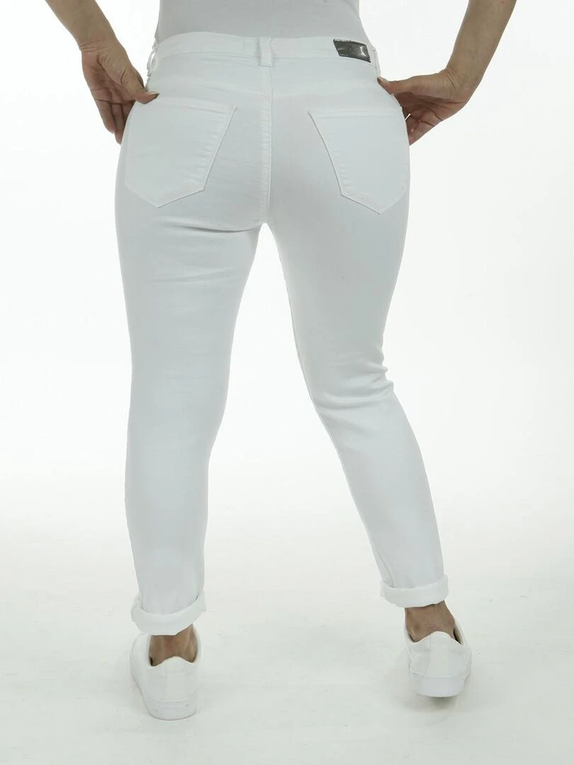 Jeans slim taille haute stretch OBS3 'OBER' Blanc