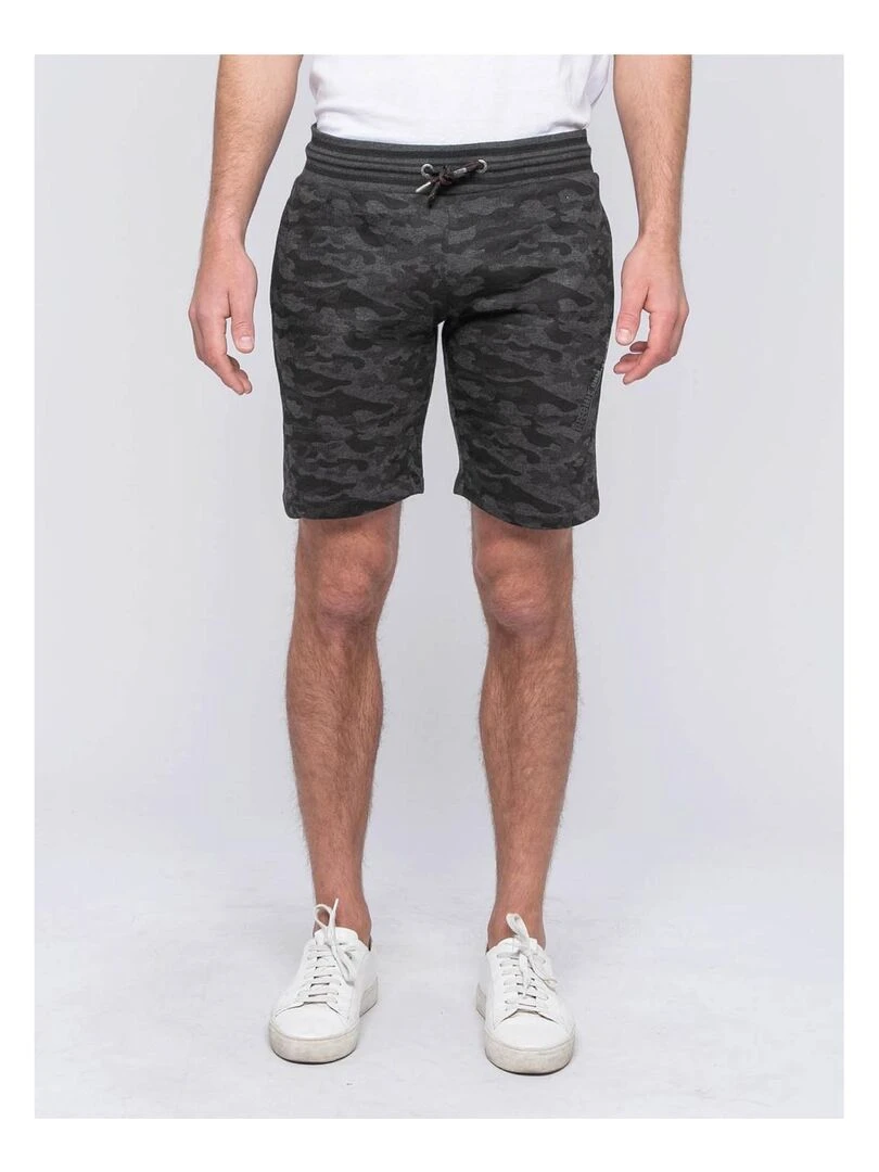 Bermuda molleton motif militaire BANVOU Gris