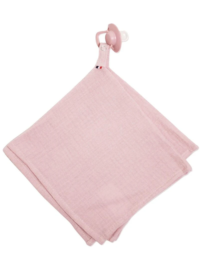 Doudou lange attache tétine en gaze de coton Jeanne Rose