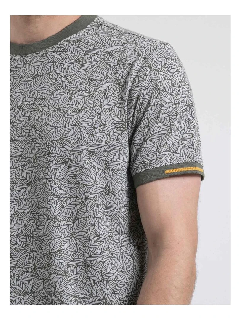 T shirt col rond pur coton NOYUKI   Kaki