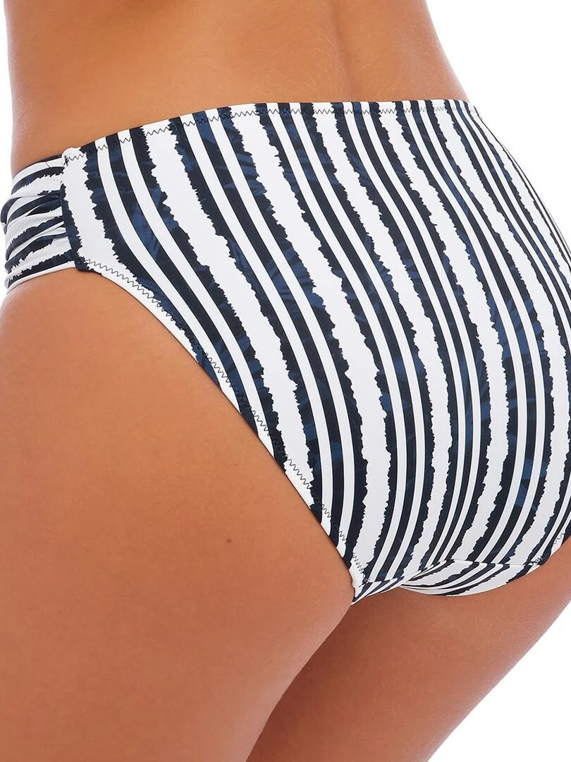 Bas de maillot de bain rayé avec côtés plissés Sunshine coast Blanc