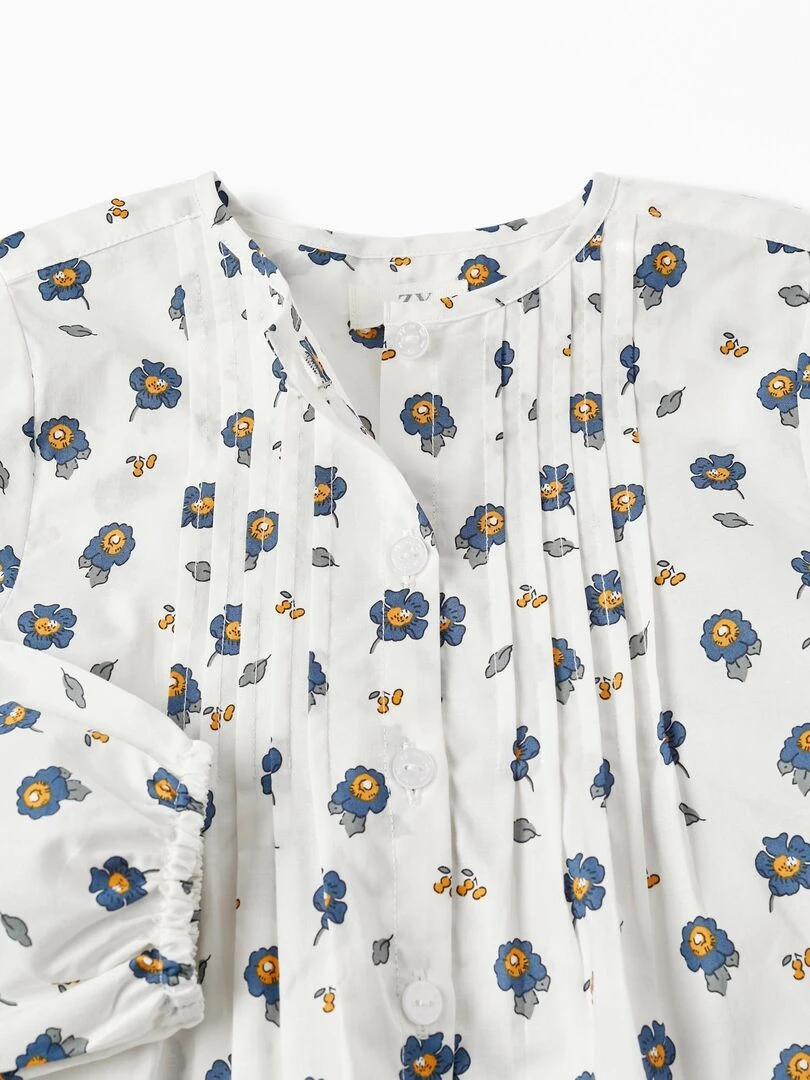 Blouse en Coton pour Fille 'Fleurs' manches longues  ROYALS OFF DUTY   Blanc