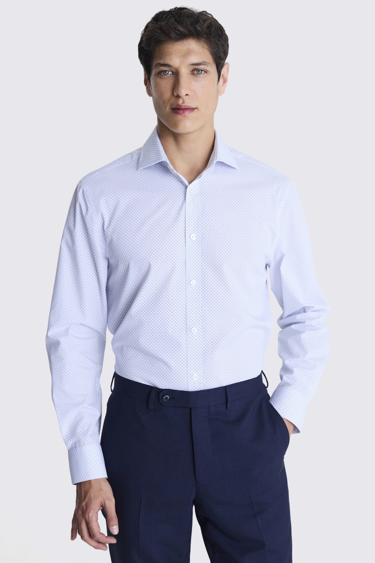 Regular Fit Single Cuff Printed Blue Shirt Buy Online at Moss