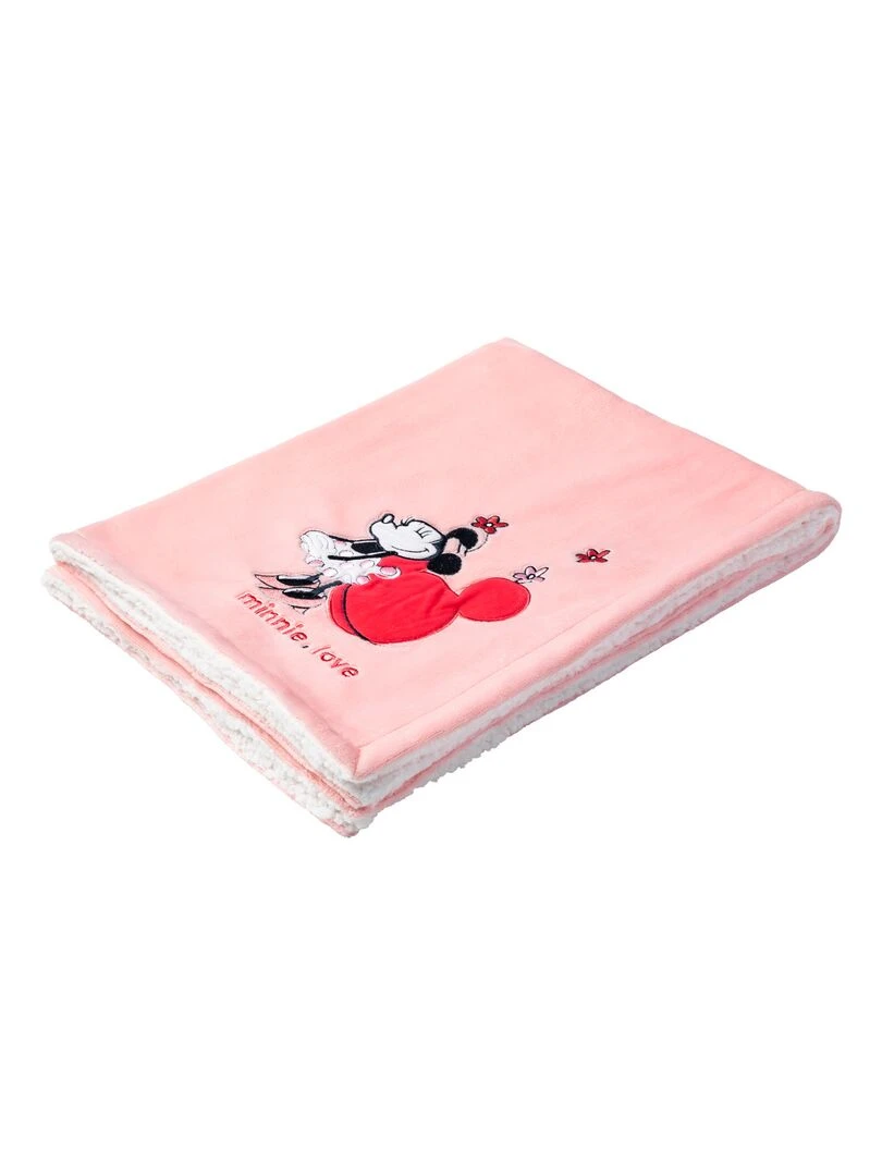 Couverture bi matière Minnie Confettis 75x100 cm Rose