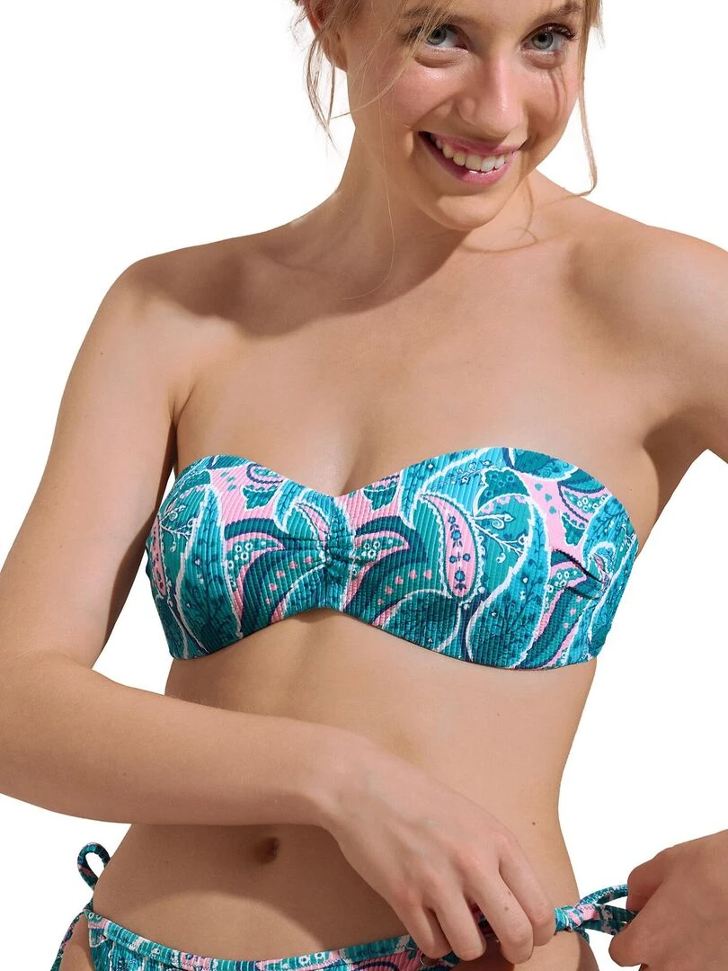 Haut maillot de bain bandeau préformé sans armatures Kavala Bleu