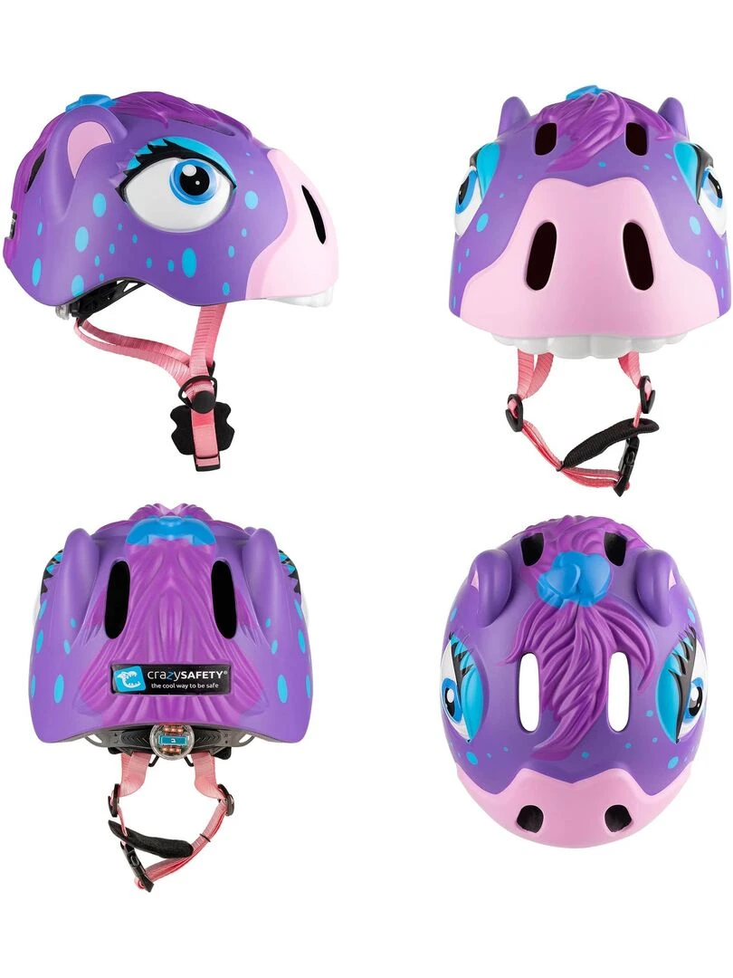 Casque de Vélo pour enfants   Poney Violet   Crazy Safety   Certifié EN1078   Violet