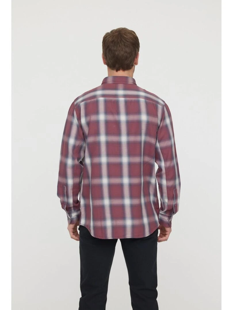 Lee Cooper   Chemise manches longues coton comfort DROP   Rouge foncé