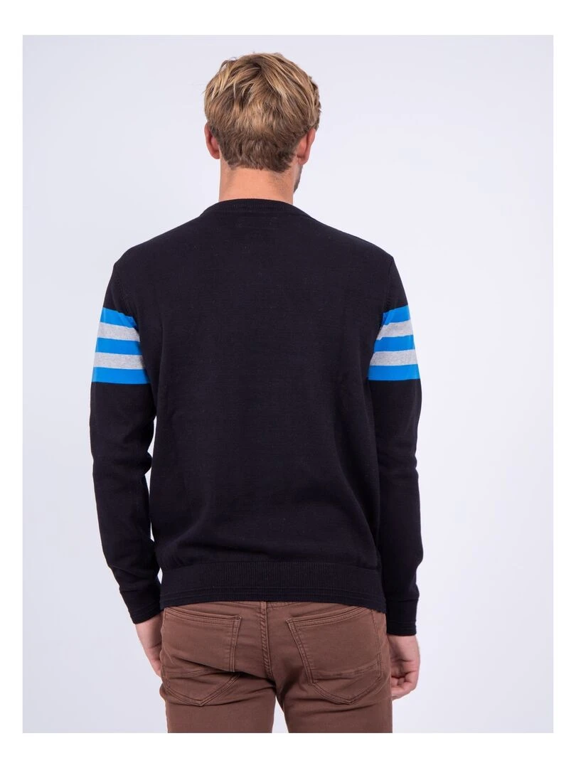 Pull col rond pur coton LIMOGE Bleu