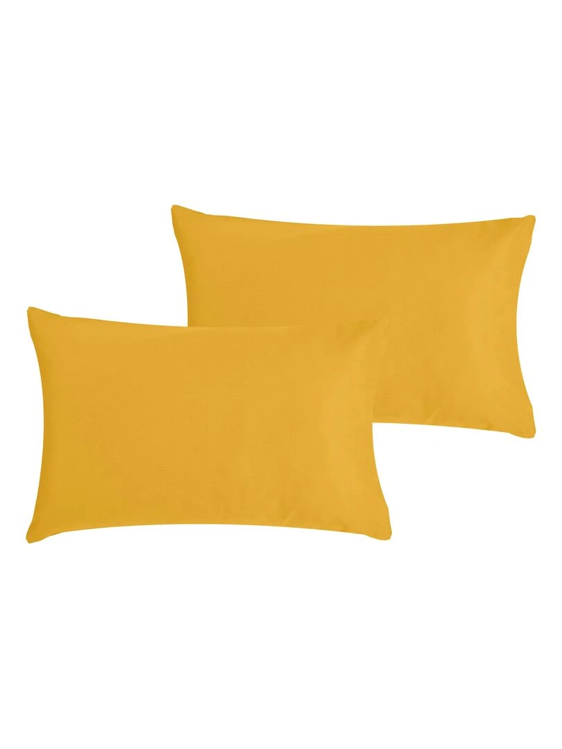 Lot x2 Taies d'oreiller 100% coton Bio 'Ptit Basile' Jaune moutarde