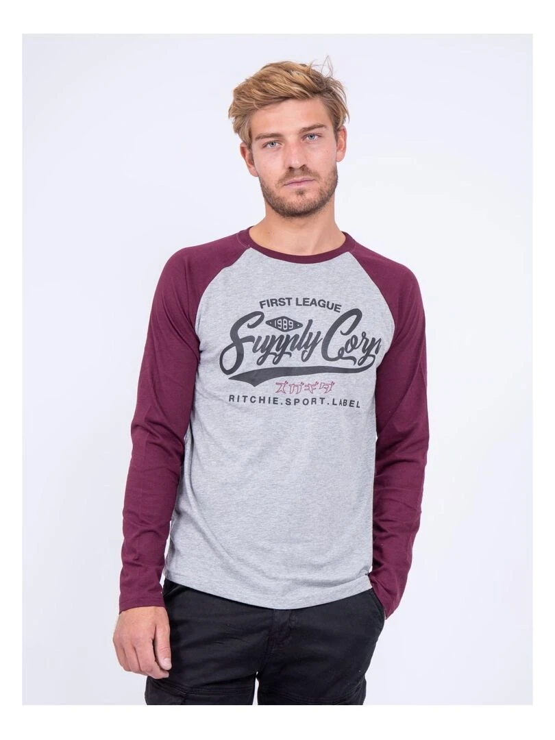 T shirt manches longues col rond pur coton JANDAT Violet