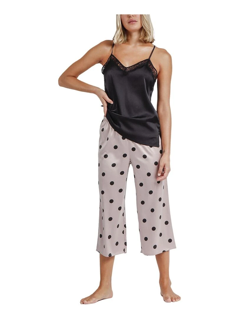 Pyjama pantalon palazzo caraco Elegant Dots Noir