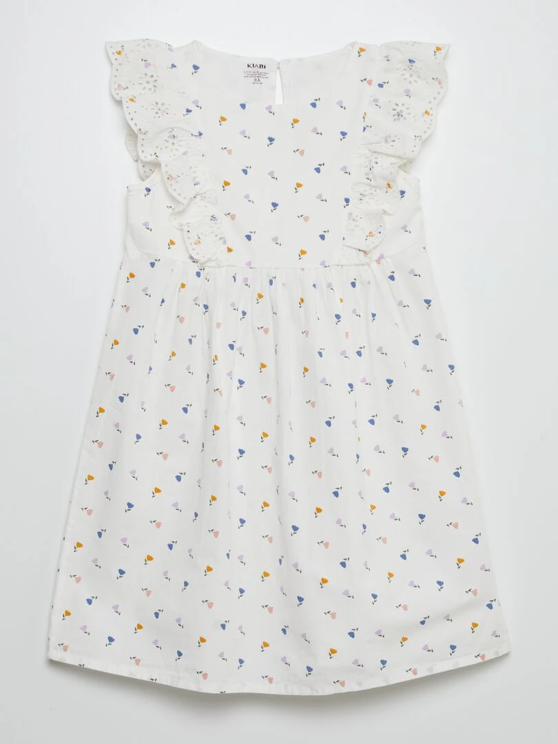 Robe à volants Blanc/violet/bleu/jaune
