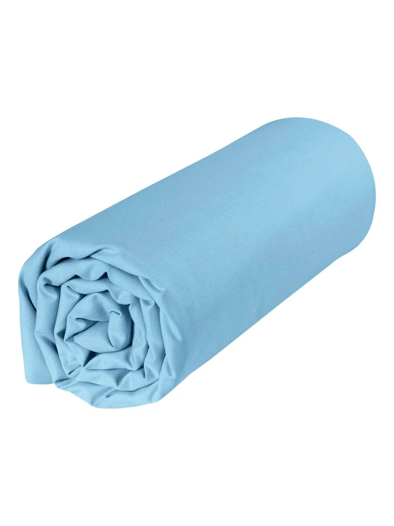 Drap dousse lit bébé 60x120 cm 100% coton Bio 'P'tit Basile' Bleu ciel