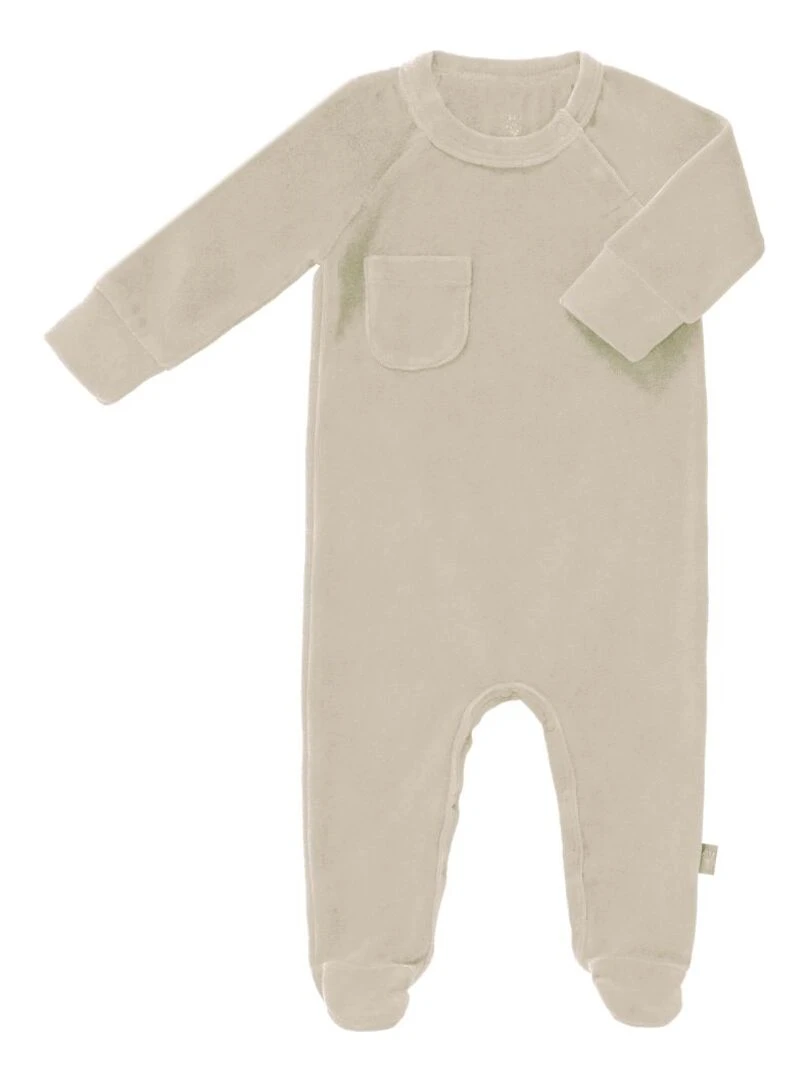 Pyjama en velours bio Sandshell (naissance : 50 cm) Beige