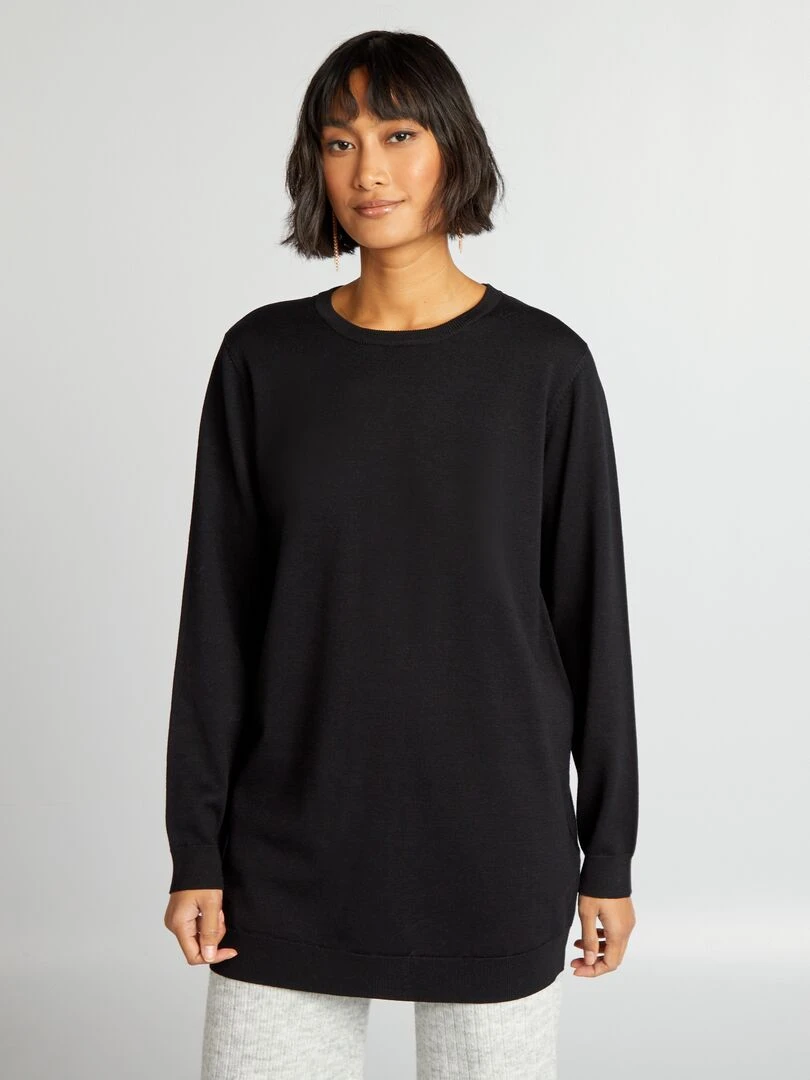 Pull fin coupe longue Noir