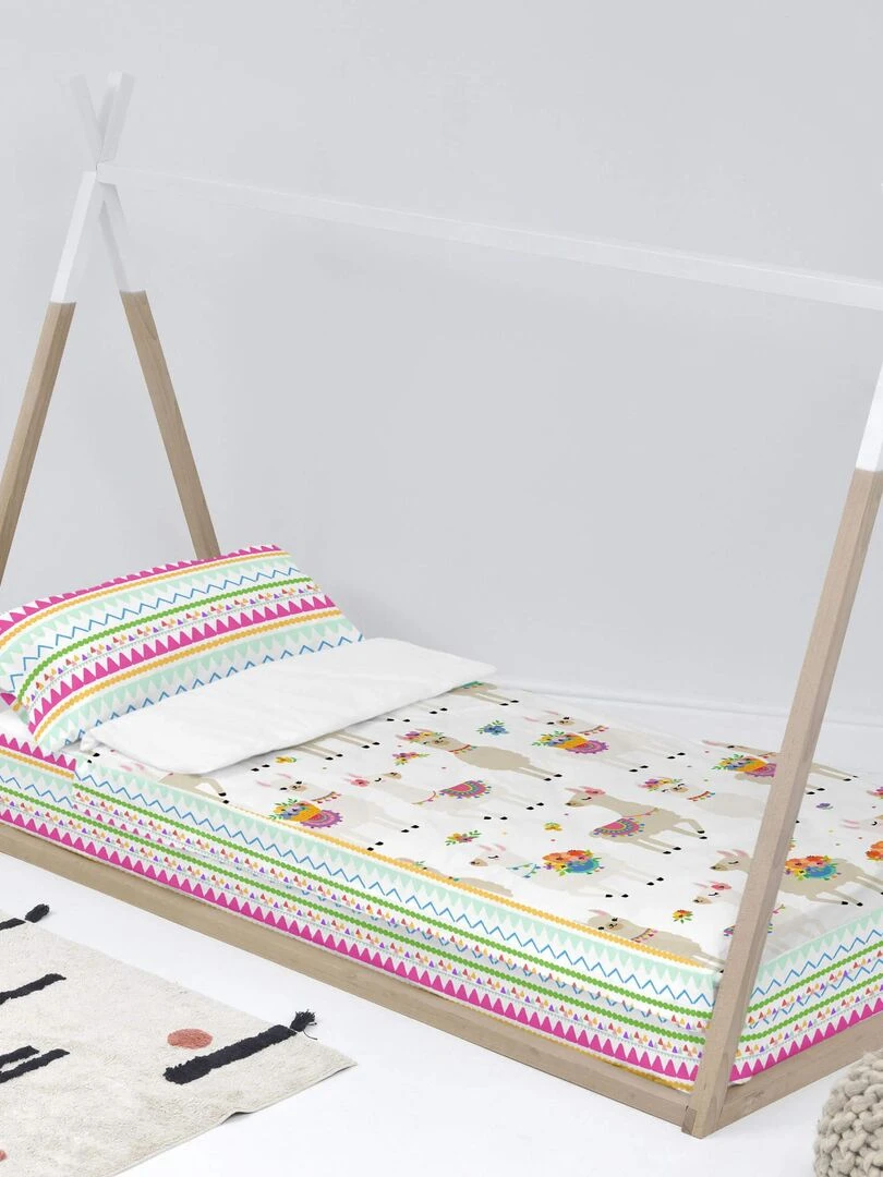 Couchage prêt à dormir Sans couette Cute llamas "Happyfriday" Multicolore