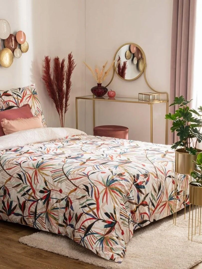 Housse de couette 240x220 Roxane + 2 taies 100% coton 57 fils Bleu