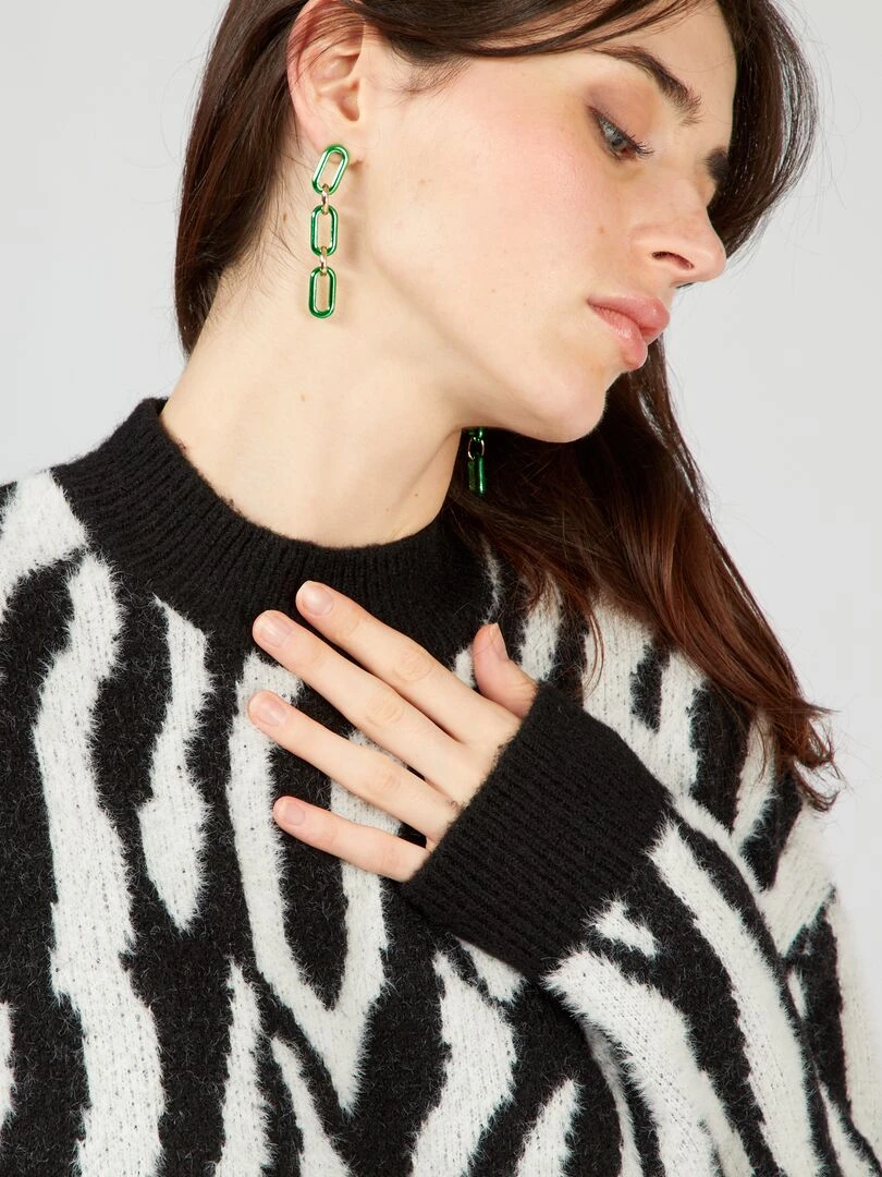 Robe en maille avec imprimé   Blanc/noir