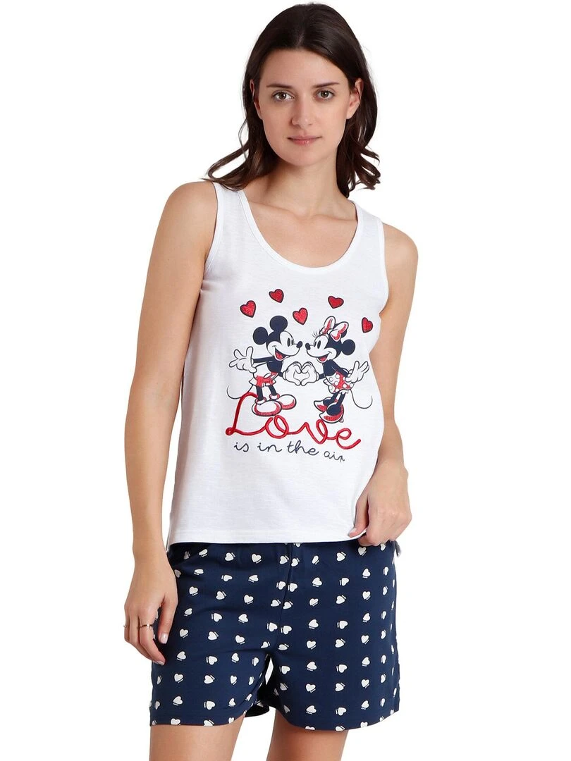 Pyjama short débardeur Love Is In The Air Disney Blanc