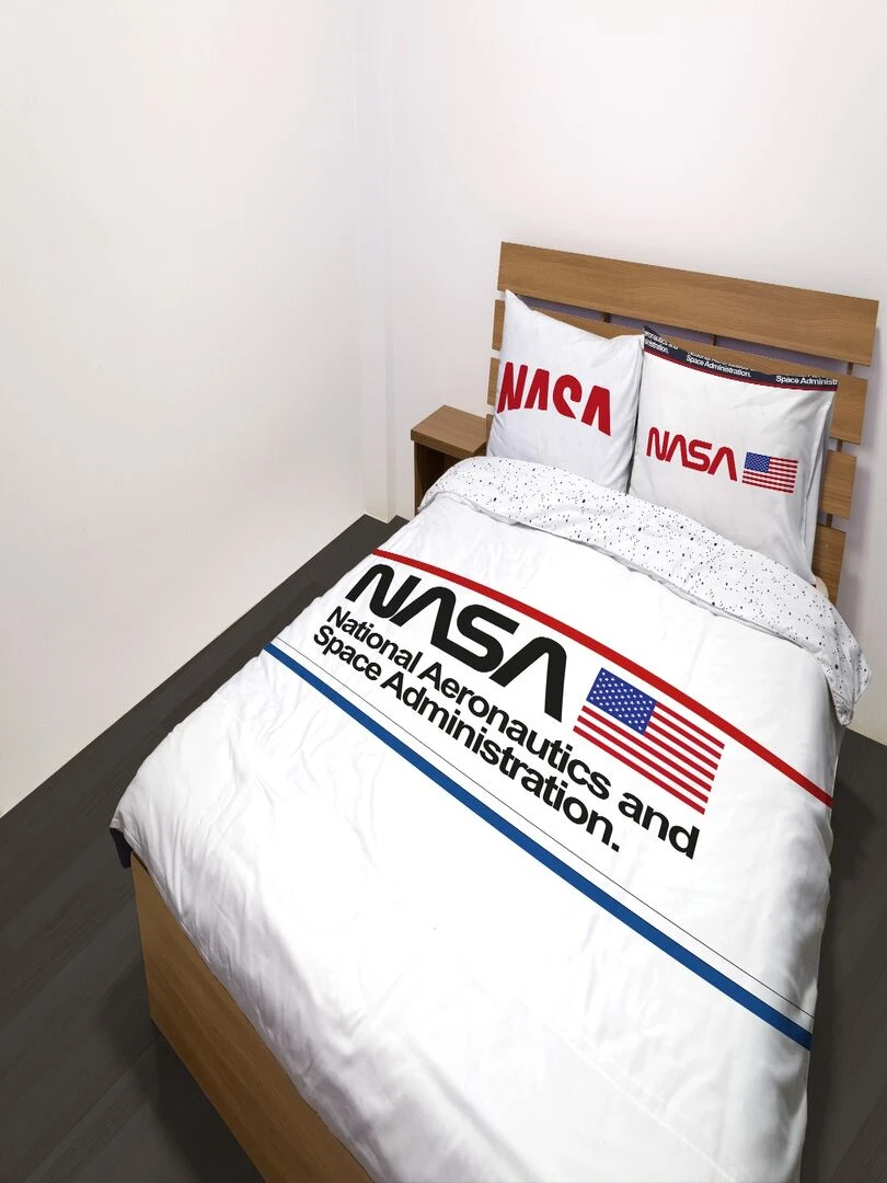 Housse de couette NASA Moonshine 200x200 cm 100% Coton Blanc