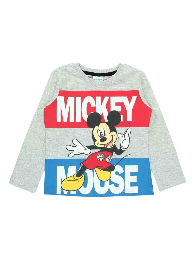 Disney   T shirt garçon imprimé Mickey en coton   Blanc