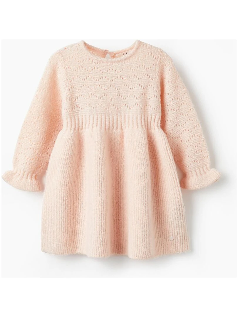 Robe en Maille Épaisse pour Bébé Fille manches longues SPRING BEGINS Rose clair
