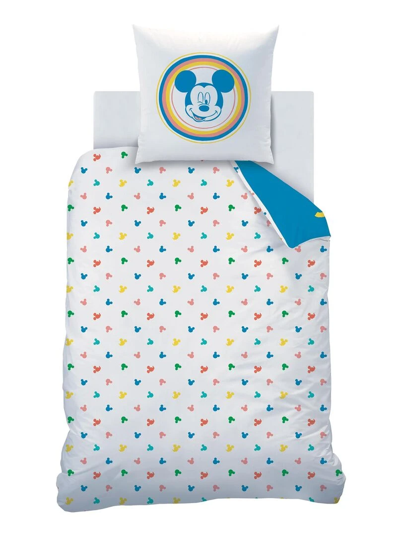 Parure de lit imprimée 100% coton  DISNEY HOME MICKEY GOOD DAYS   Bleu