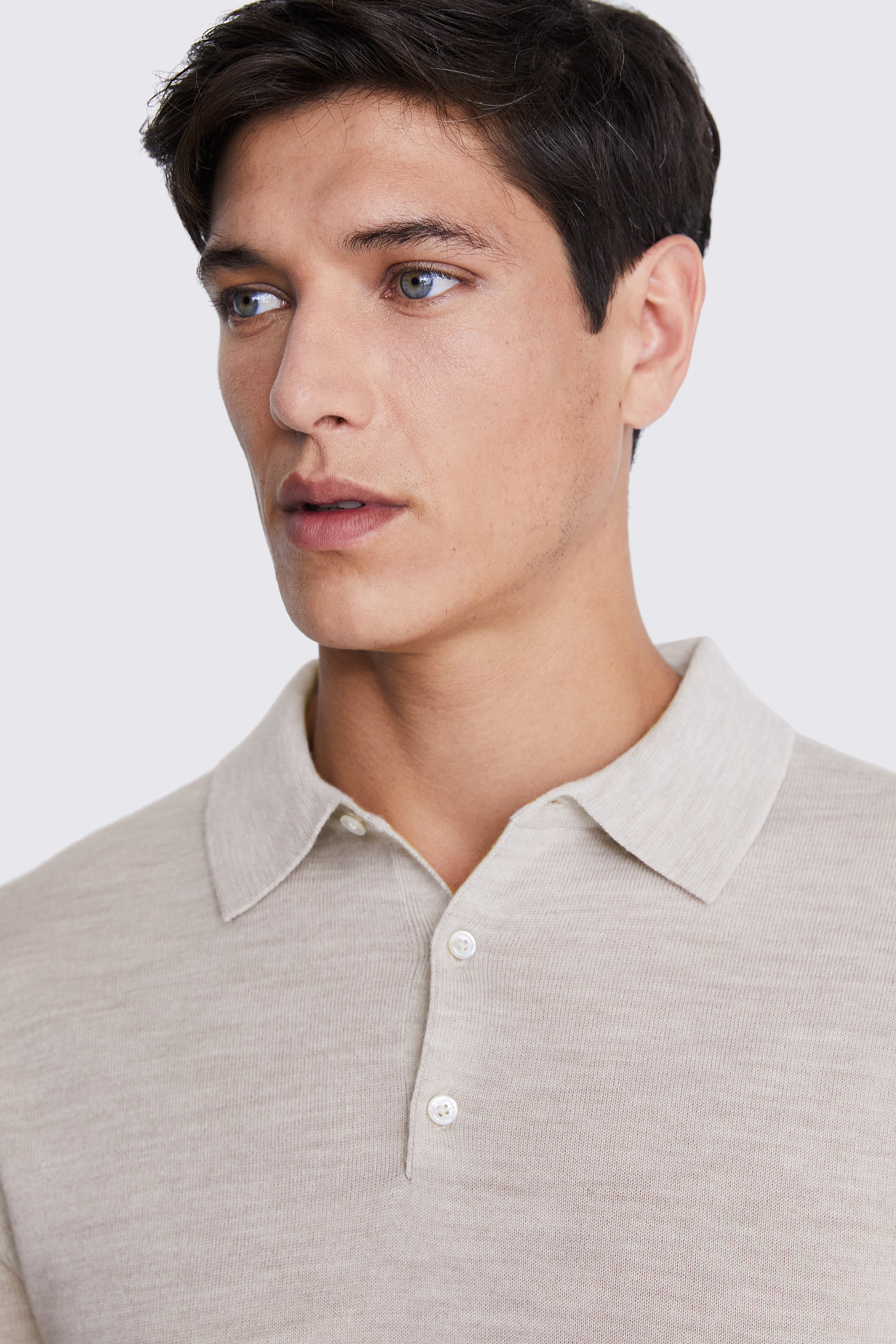 Ecru Bouclé Zip-Neck Polo Shirt   Buy Online at Moss