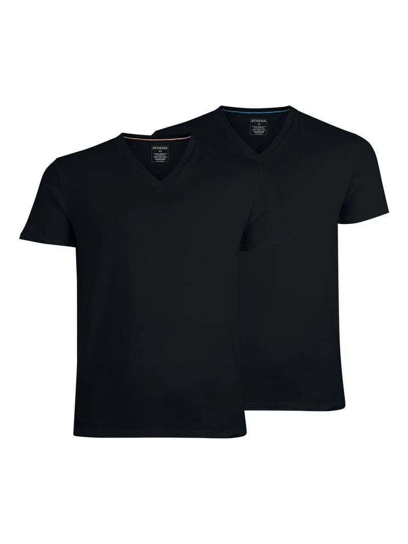 Lot de 2 tee shirts col V homme Easy Color Noir