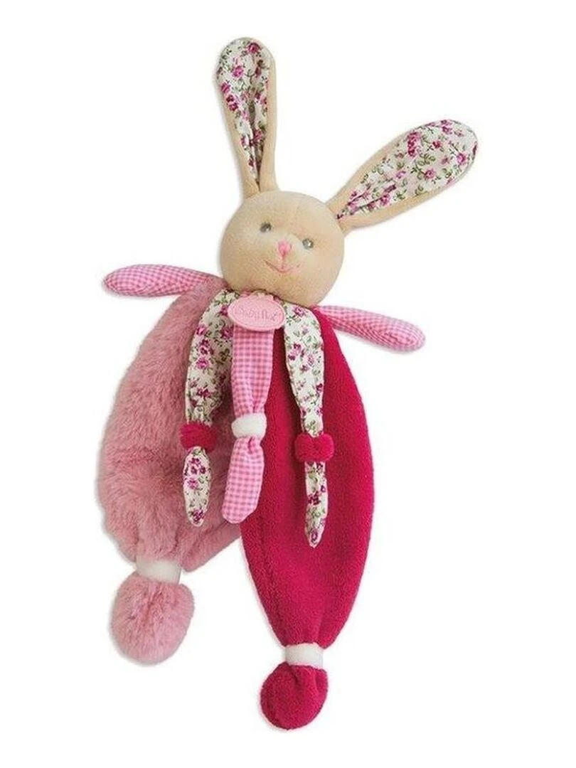 doudou Babynat Lapin Rose liberty BN0111 Les Poupis Plat   Rose