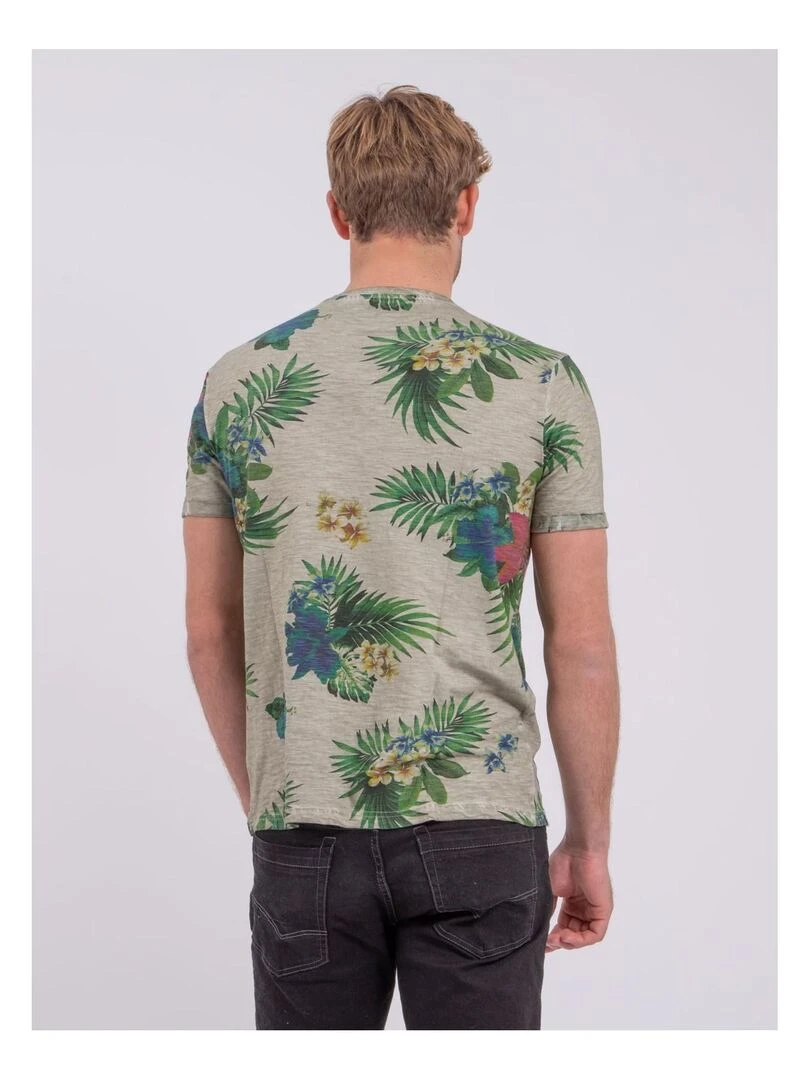 T shirt col rond pur coton NABANE   Beige