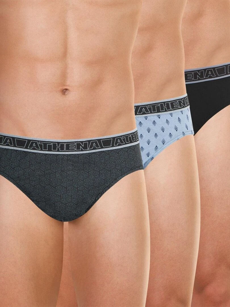 Lot de 3 slips homme Tonic Gris Noir