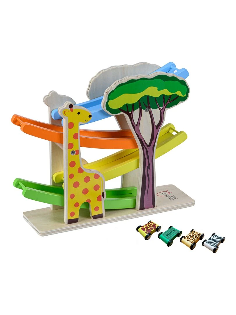 Rampe de course en bois circuit à voiture éveil 1 an premier âge jeu éducatif bébé Teamson Kids   Multicolore