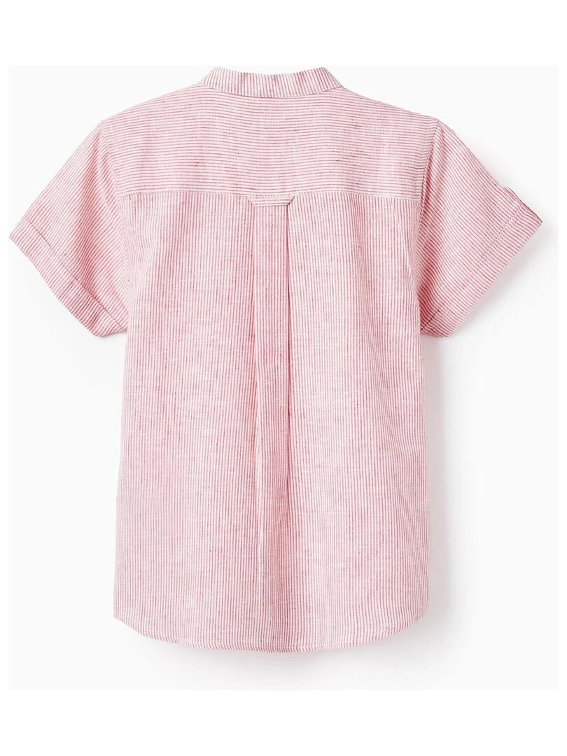 Chemise En Lin Et Coton Avec Col Mao Pour Garçon manches courtes PICASSO Rouge