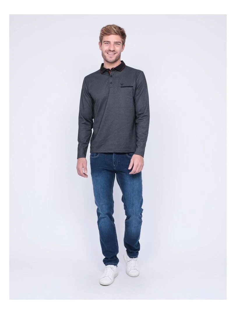 Polo manches longues pur coton PALFRED   Noir