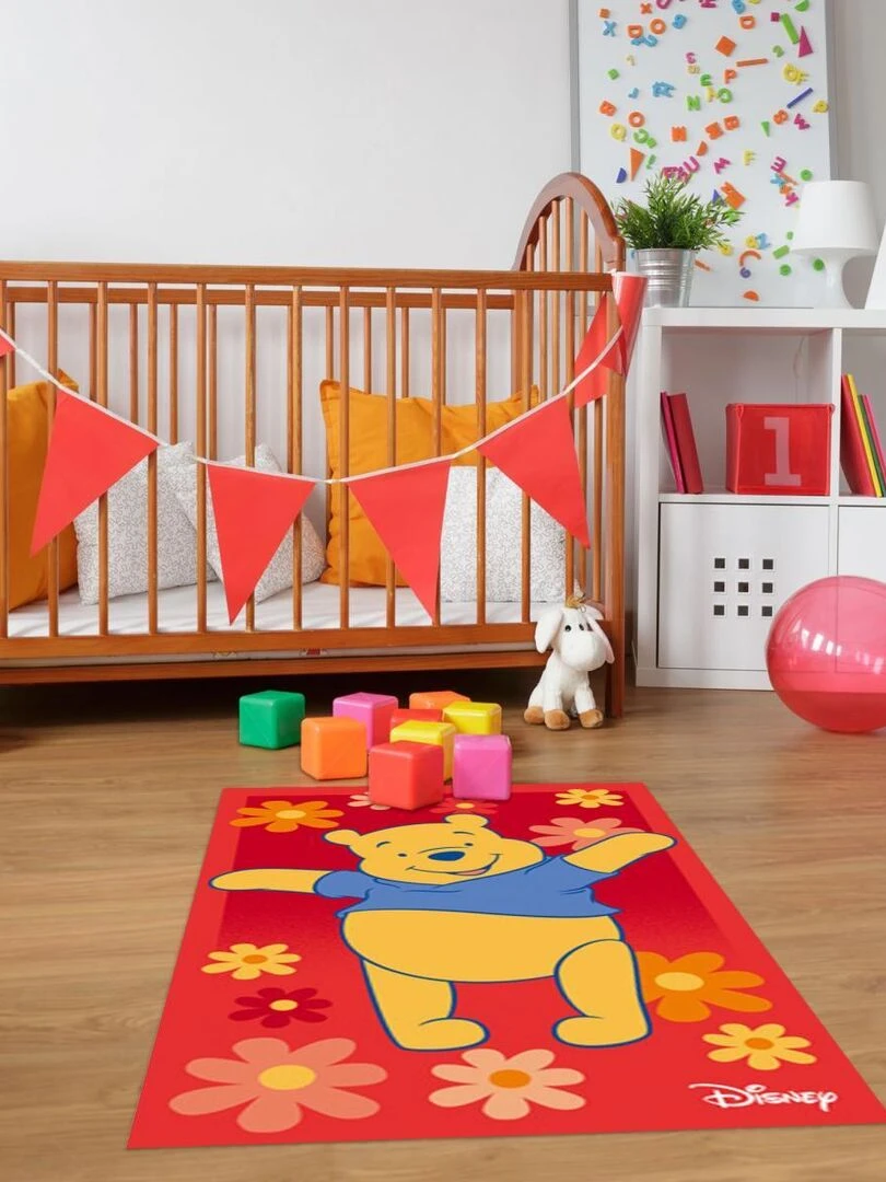 Tapis enfant WINNIE HAPPY Rouge 50x80 Lavable 30° idéal pour une chambre   Rouge