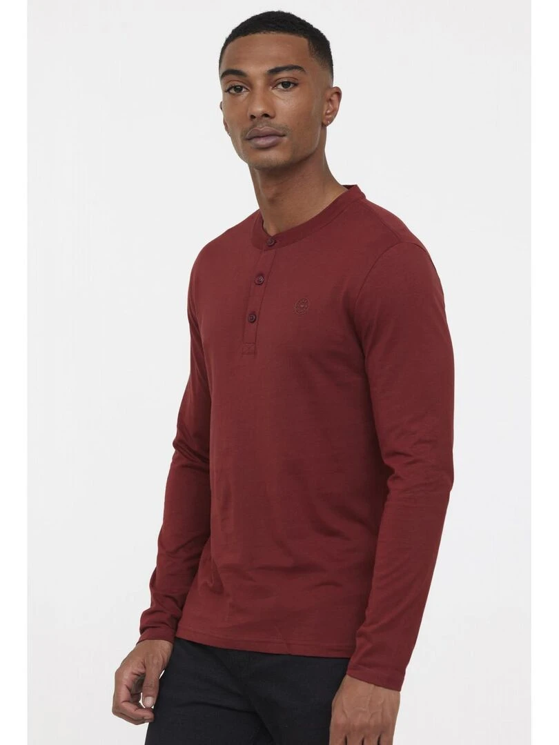 Lee Cooper T Shirt manches longues coton regular ASILO Rouge brique