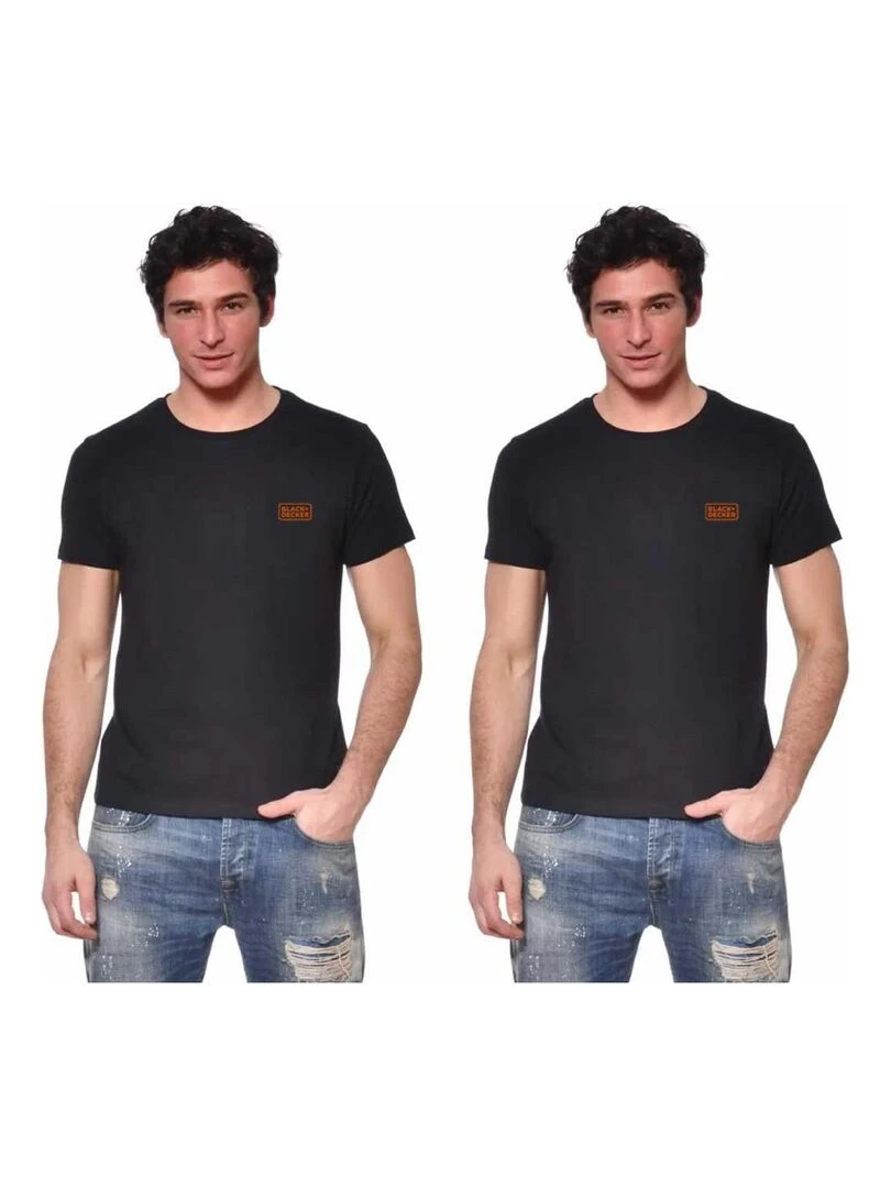 Lot de 2 t shirts homme manches courtes en coton 140gr/m² Black & Decker Noir