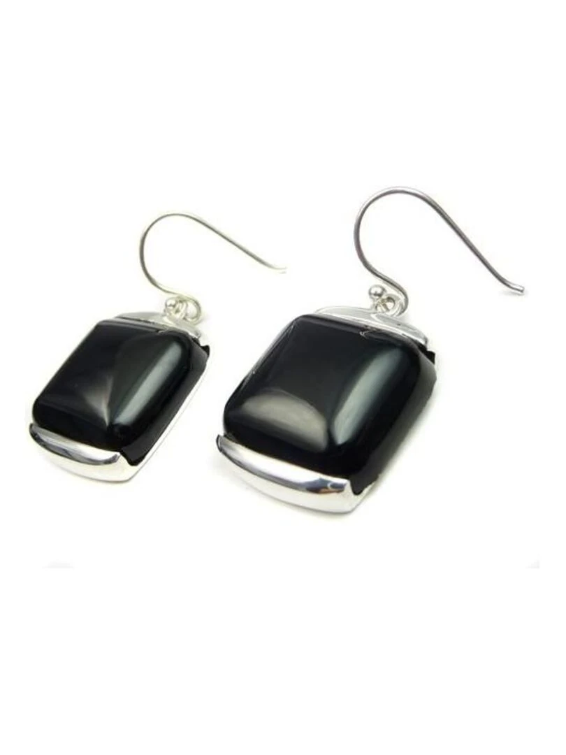 Dormeuses en argent et onyx Bijoucolor Noir