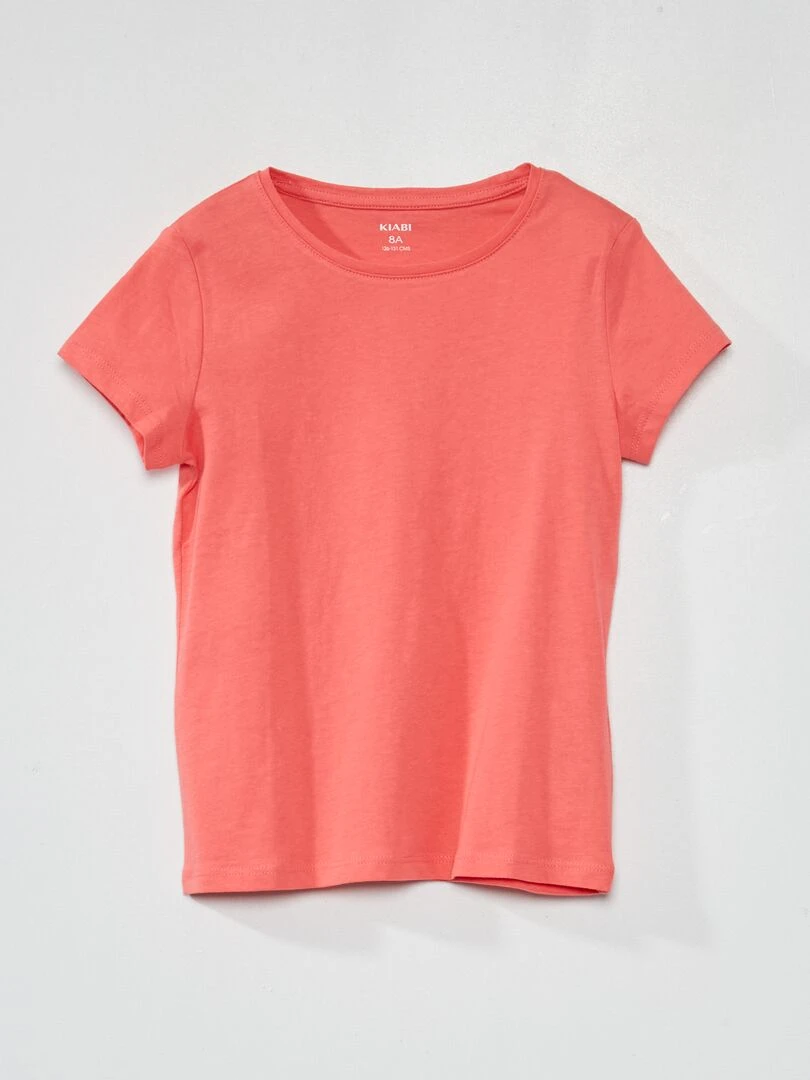 T shirt en jersey uni rose