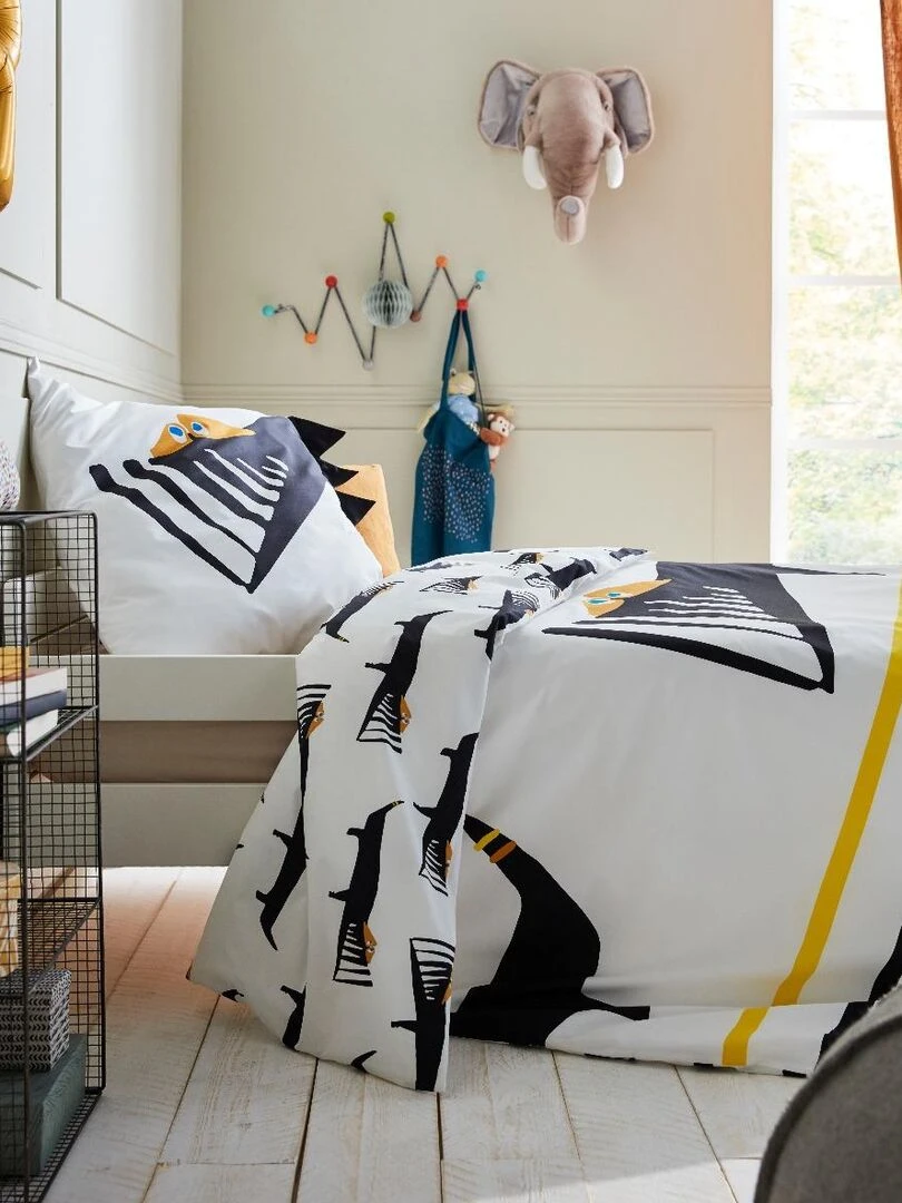 Housse de couette Catimini City 140x200 cm et taie d'oreiller   100% Coton   Blanc