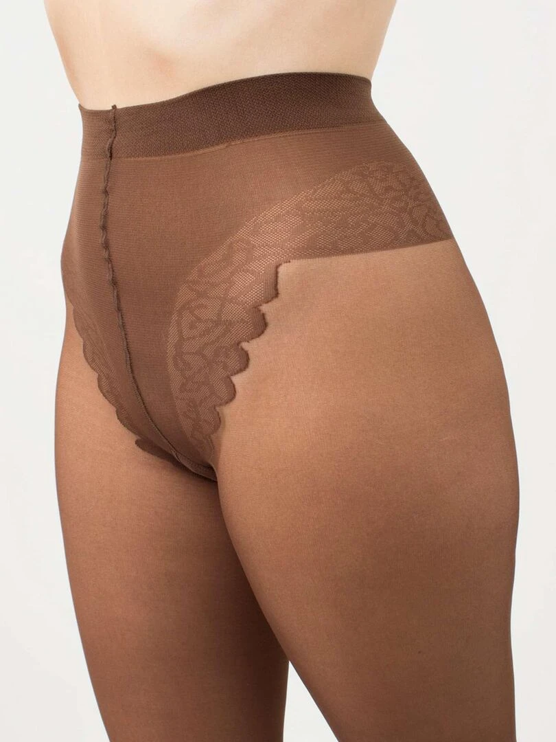 Giulia Chic 20den Collants avec culotte bikini et couture noire (multipack) Cappuccino L Marron cappuccino