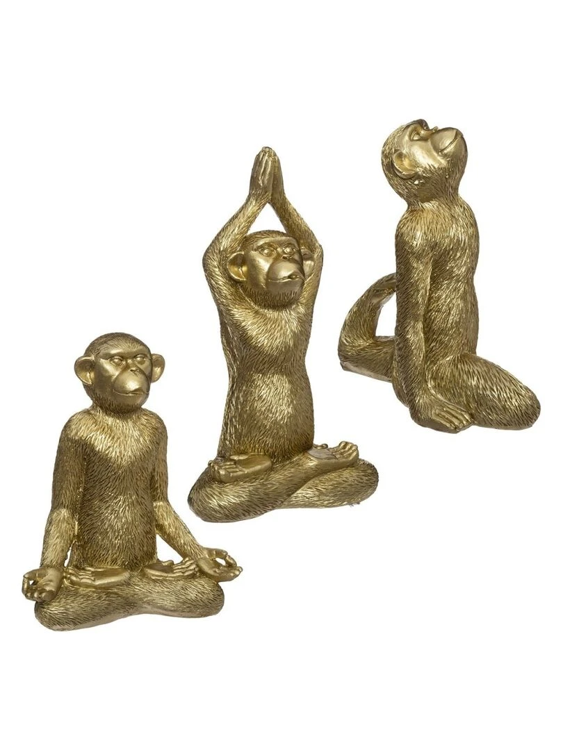 Objet résine singe yoga doré 17 cm X3 Doré/or