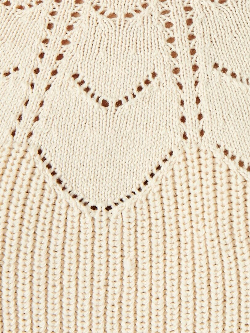 Pull détails ajourés   Damart   Beige clair