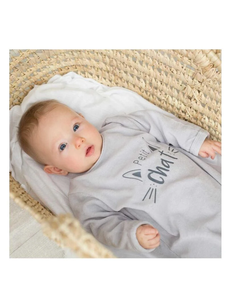 Pyjama bébé modèle petit chat Gris